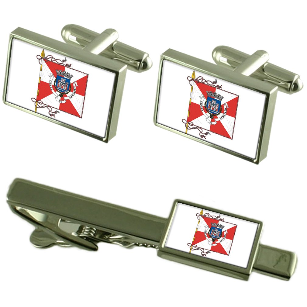 Gemelos Santarém Portugal con clip corbata y estuche de regalo 3