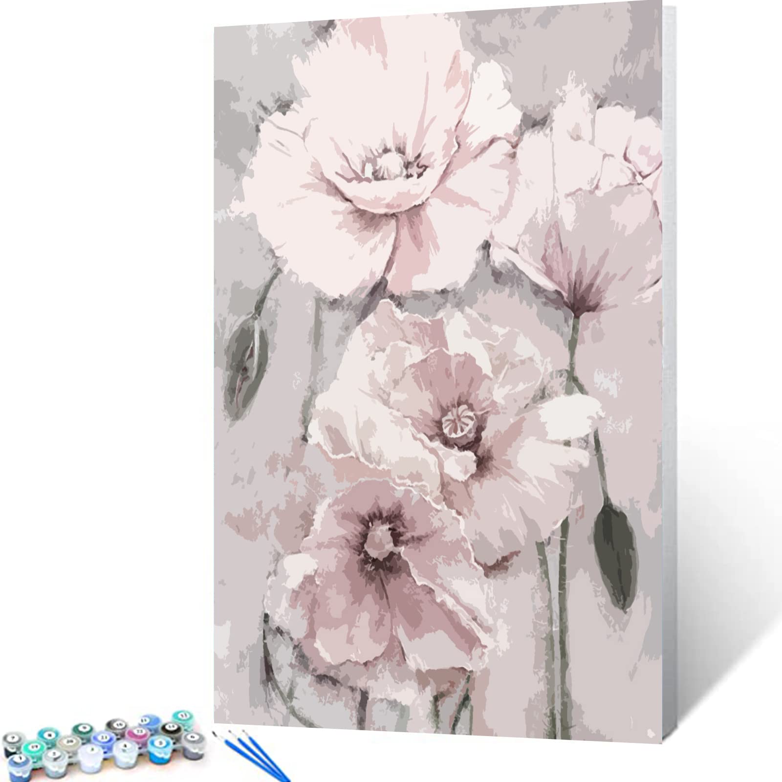 Malen Nach Zahlen 'Junge Frau Mit Roter Rose' – Leinwand 40,6 X 50,8 Cm, Inkl. Farben, Pinseln & Rahmen