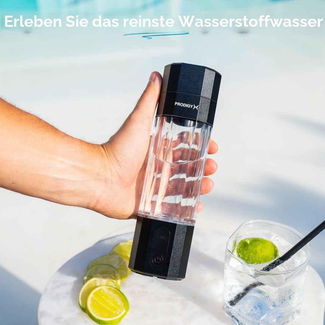 Prodigy X Wasserstoff-Wasserflasche - 5.000 PPB / 5ppm - 210 ml für schnelle Einnahme - Tragbarer Wasserstoff-Generator - Hochwertige, dicke Flasche