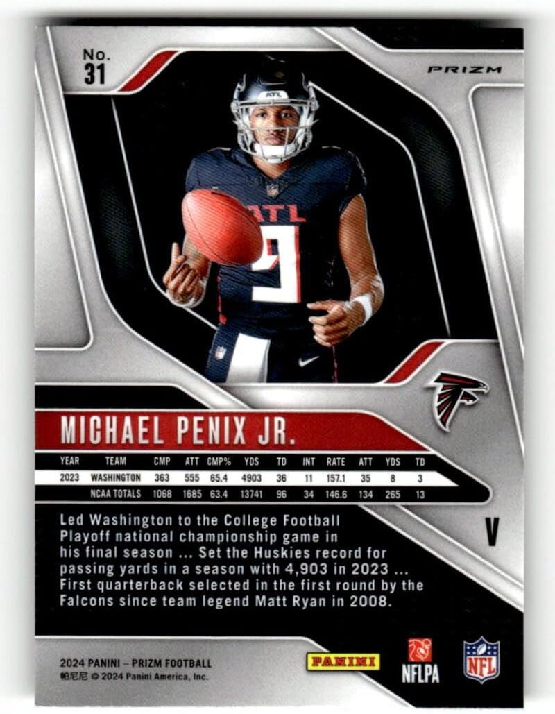 Football Trading Card 2024 Panini Prizm Variations Prizms Silver #31 Michael Penix Jr. EX/NM RC Rookie Falcons