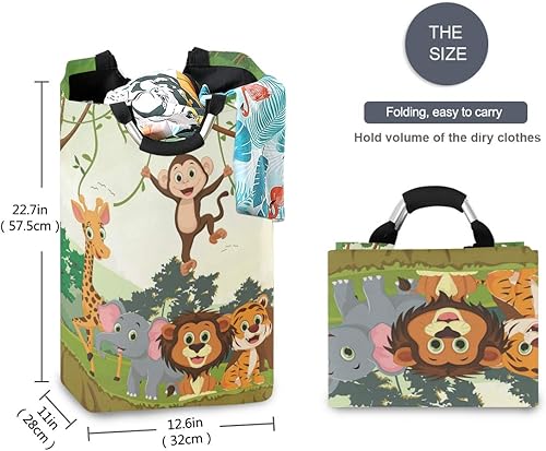 Miniatura 10 de senya Cesta de almacenamiento grande con asas, organizador plegable para ropa de guardería, juguetes, estilo dinosaurio escandinavo