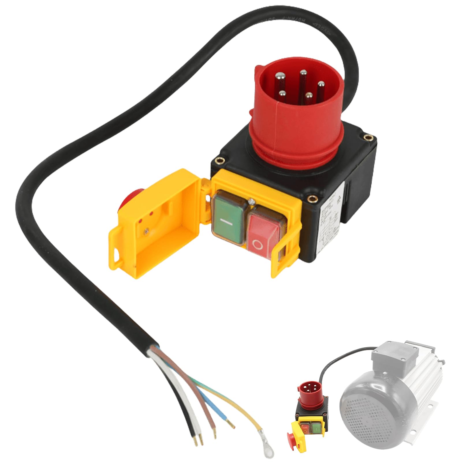Interruttore di emergenza 400 V, 3 fasi con protezione antiossidante e cavo da 80 cm, interruttore di sicurezza, interruttore di tensione zero, interruttore di emergenza, equivalente a KEDU KOA7, 400