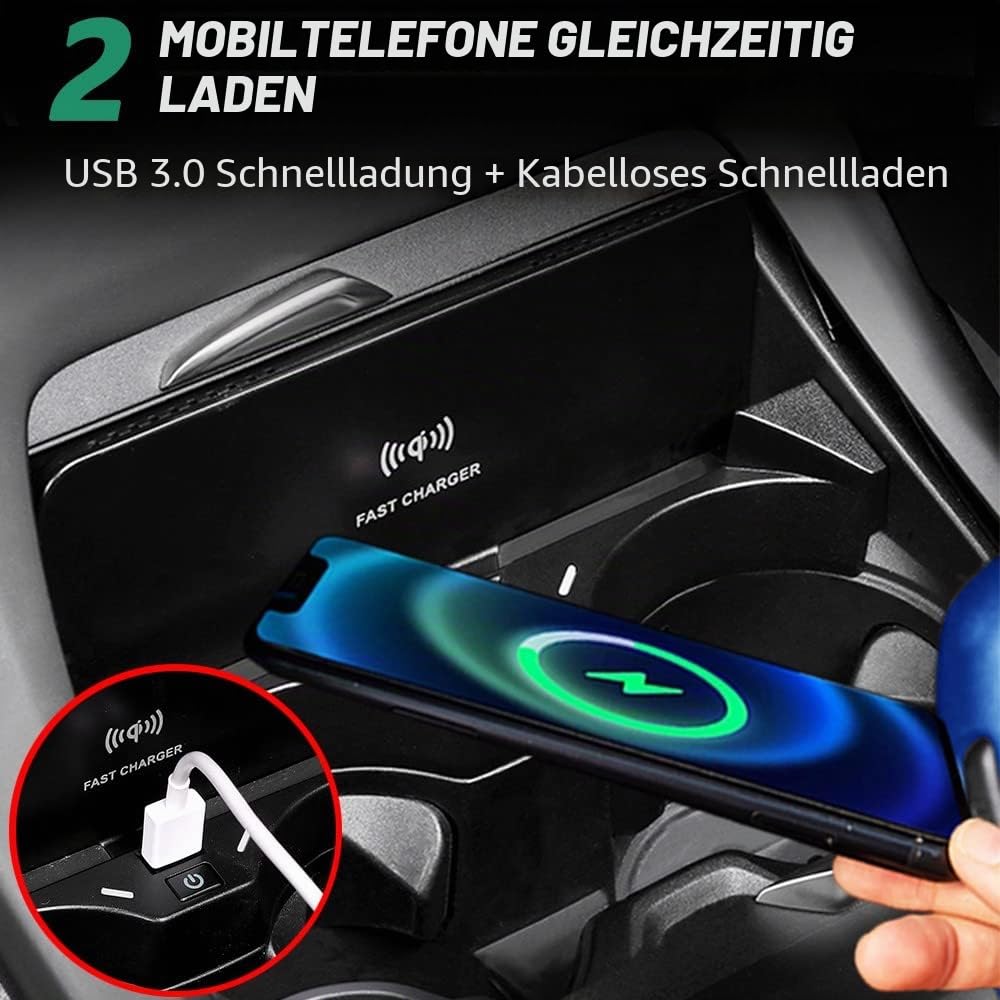 Kabelloses Auto Ladegerät für BMW X1 2016-2022 / BMW X2 2020-2022 | 15W Wireless Schnellladendes Handy-Ladegerät für BMW X1 X2 Center Console-Zubehörfeld, Geschenk für BMW X1-Besitzer