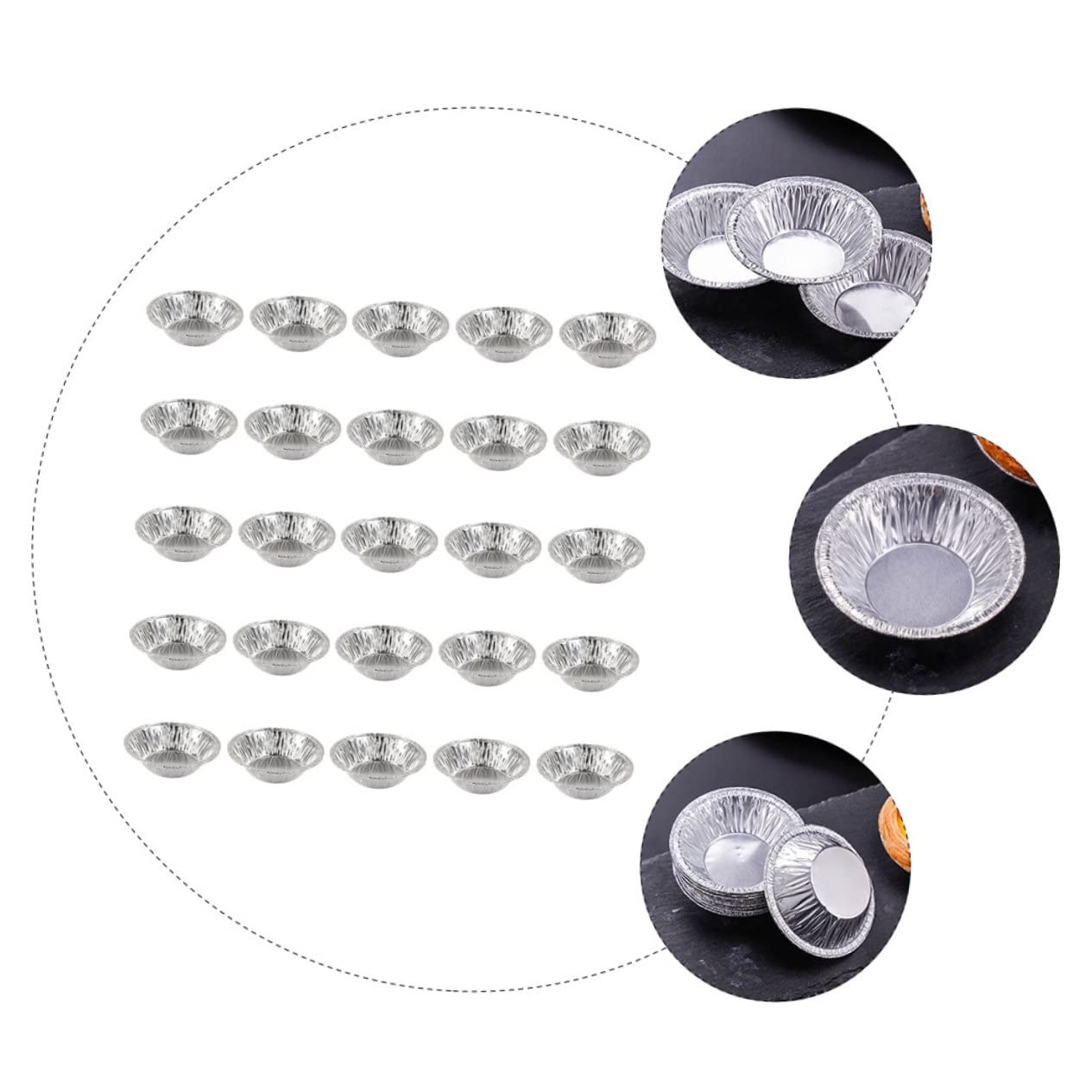 RORPOIR 100pcs Egg Tart Mold Foil Pudding Dish Tinfoil Tart Trays Pie Tartlet Trays Mini Cheesecake Pan Disposable Egg Tart Trays Foil Pie Cases Dessert Baking Trays Tin Foil Aluminum Foil