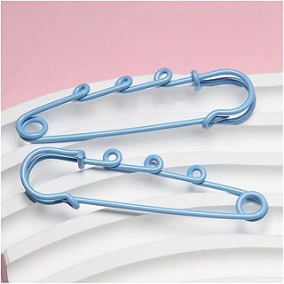 Wisafory Agujas de seguridad de 6 cm con 3 agujeros, accesorios de broche, imperdibles, broche con 8 colores para broches, faldas, tejidos de punto, manualidades, ropa, mantas, color azul, 16 unidades