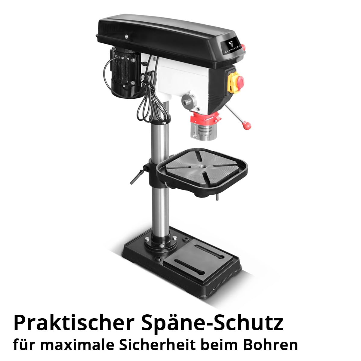 STAHLWERK Perceuse à colonne - Perceuse à colonne robuste de 550 W pour le bricolage, la construction métallique et le modélisme, diamètre de perçage Ø 16 mm, 200-2.800 tr/min