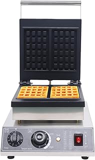 Gaufrier électrique 2000W Gaufrier Professionnel - Appareil à Gaufres pour 2 Gaufres - Revêtement Antiadhésif-Thermostat Réglable 50-300℃ - Cafétéria/Boulangerie/Snack-bar
