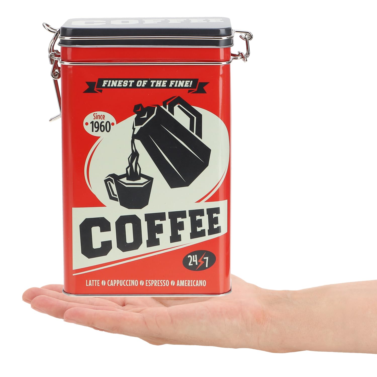 com 4x four® contenitore in metallo, scatola per caffè con coperchio | contenitore in metallo stile retrò per alimenti[assortimento variabile]