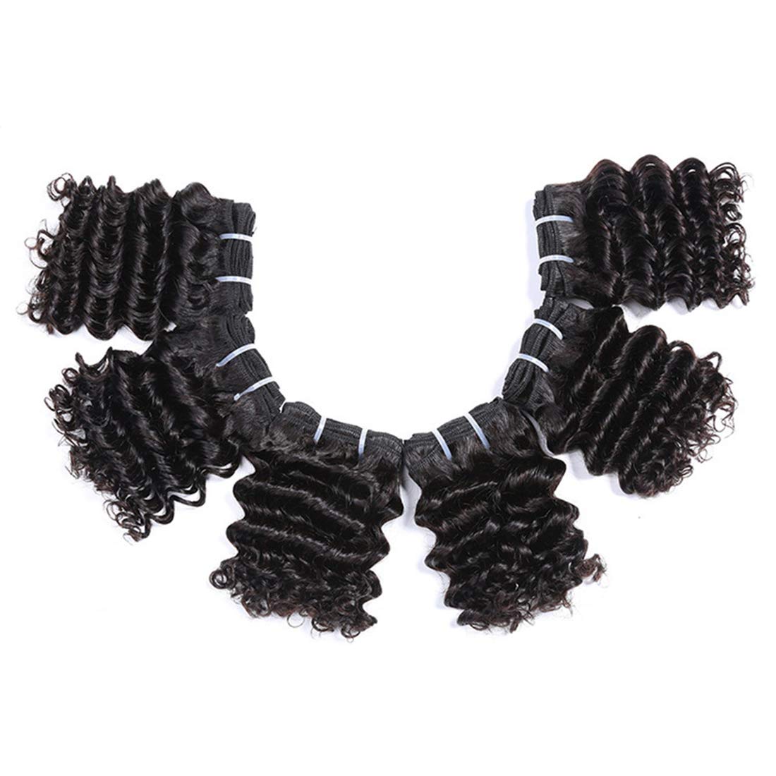 Chisu paquetes de pelo corto de onda profunda peruana virgen cabello humano rizado paquetes de 6 pulgadas color negro natural (6 piezas 6 pulgadas = aproximadamente 234 gramos)