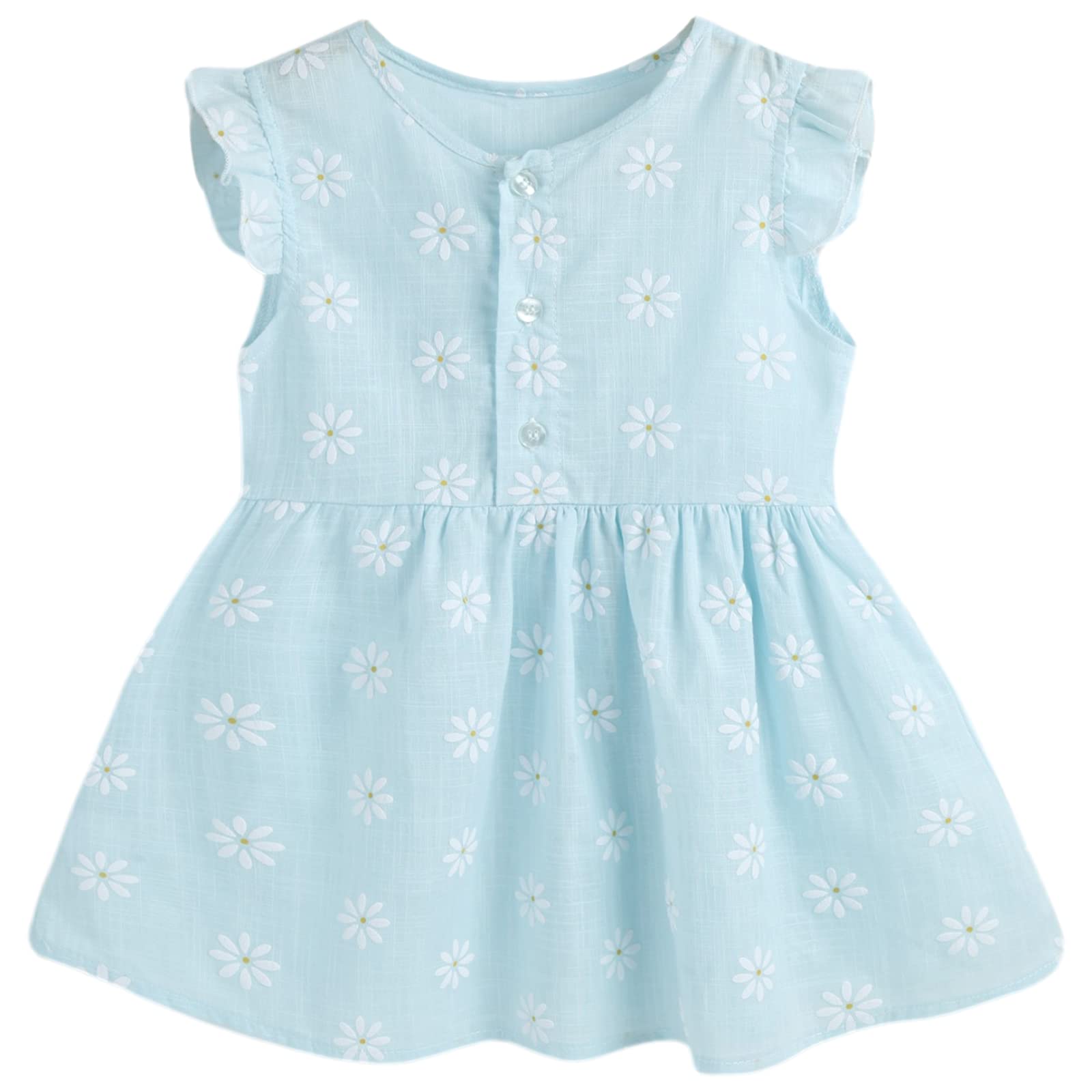 amropi Bebé Niñas Margarita Vestido Algodón Manga con Volantes Casual Verano de Vestido 0-5 años
