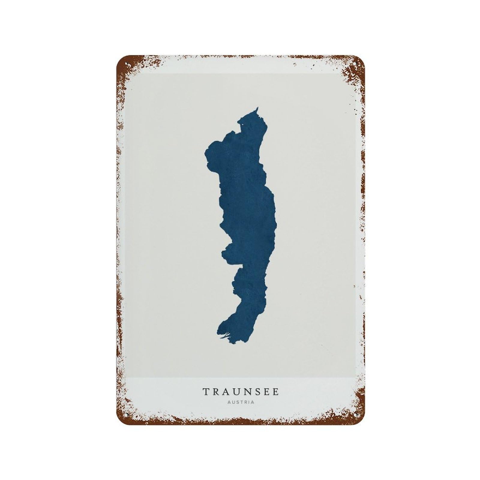 xiaoxiaoshen Traunsee Lake Map House Gift Austria Wall Decor Art Metal Tin Poster Modern Home Decor Art Home Bar Shop Decorations Vintage Sign 30x20cm