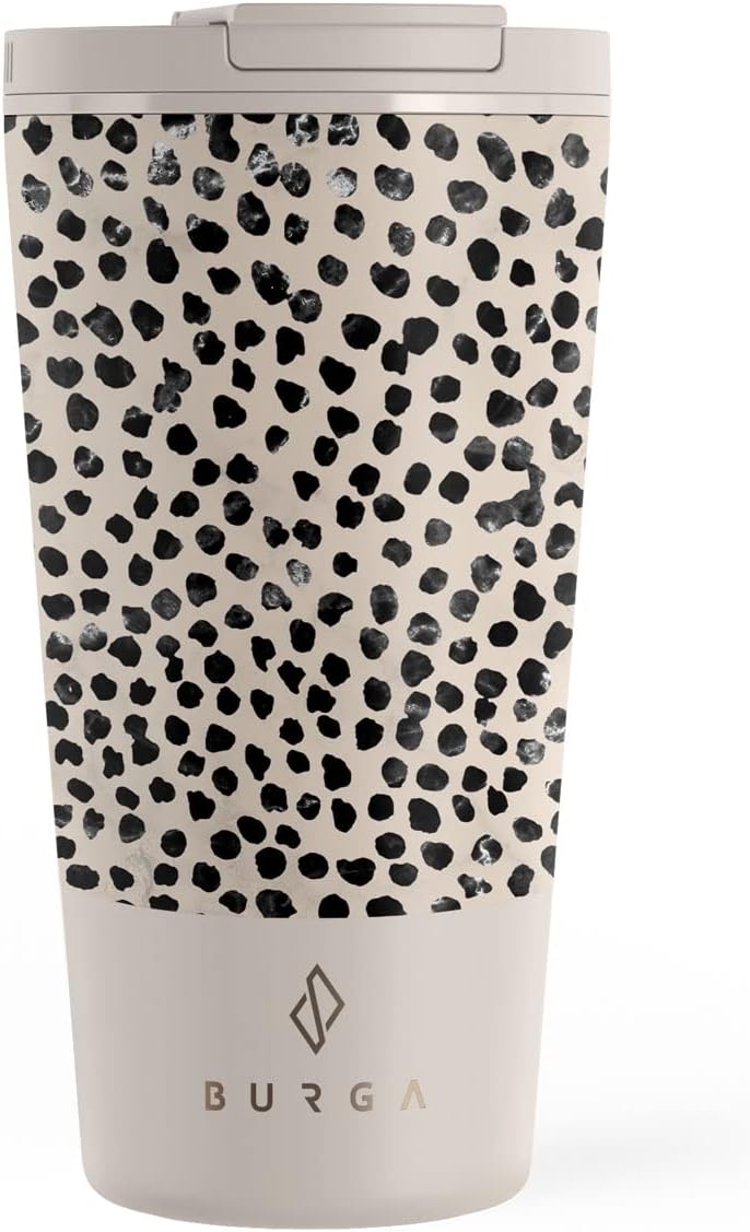 BURGA Stainless Steel Insulated DRINKING_CUP, Travel Spill-Proof With Secure-Seal, Scratch-Resistant, Stays Hot or Cold & Anti-Slip, 16 Ounces, Almond Latte