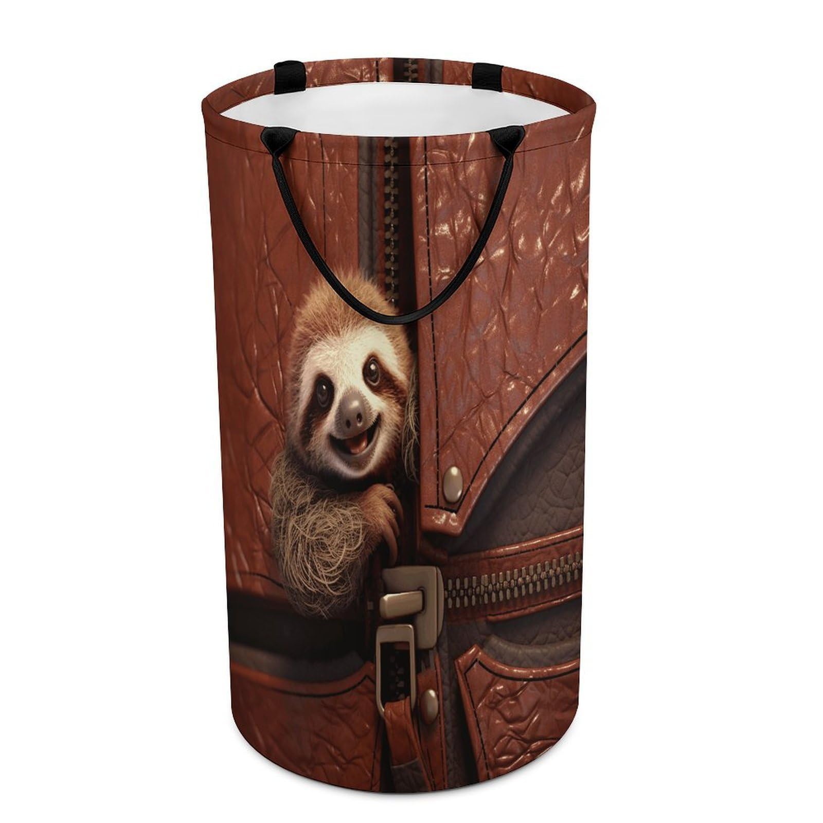 Sloth on Zipper Laundry Basket with Handles Large Collapsible Laundry Bag Freestanding Waterproof Clothes Hamper Decor Storage of Dirty Clothe for Family Bathroom 86L