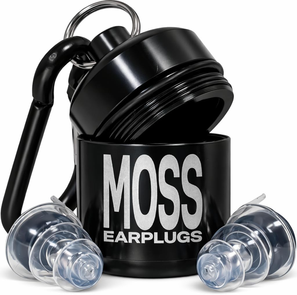 Moss High-Fidelity Concert Earplugs for Live Music & Nightlife – Balanced Noise Reduction Hearing Protection for Festivals, DJs & Loud Events – Reusable Silicone Earplugs with Carry Case