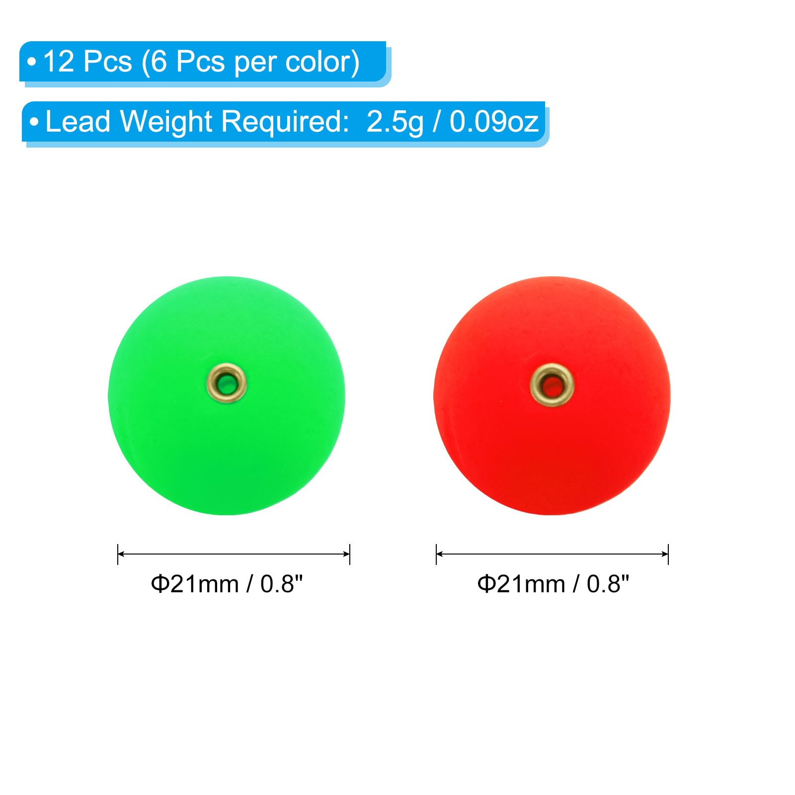 PATIKIL Fishing Bobber 21mm/0.8 Inch Dia, 12 Pack Slip Foam Floats Buoy Rig Stoppers for Crappie Trout Bass Fishing Red,Green - Image 2