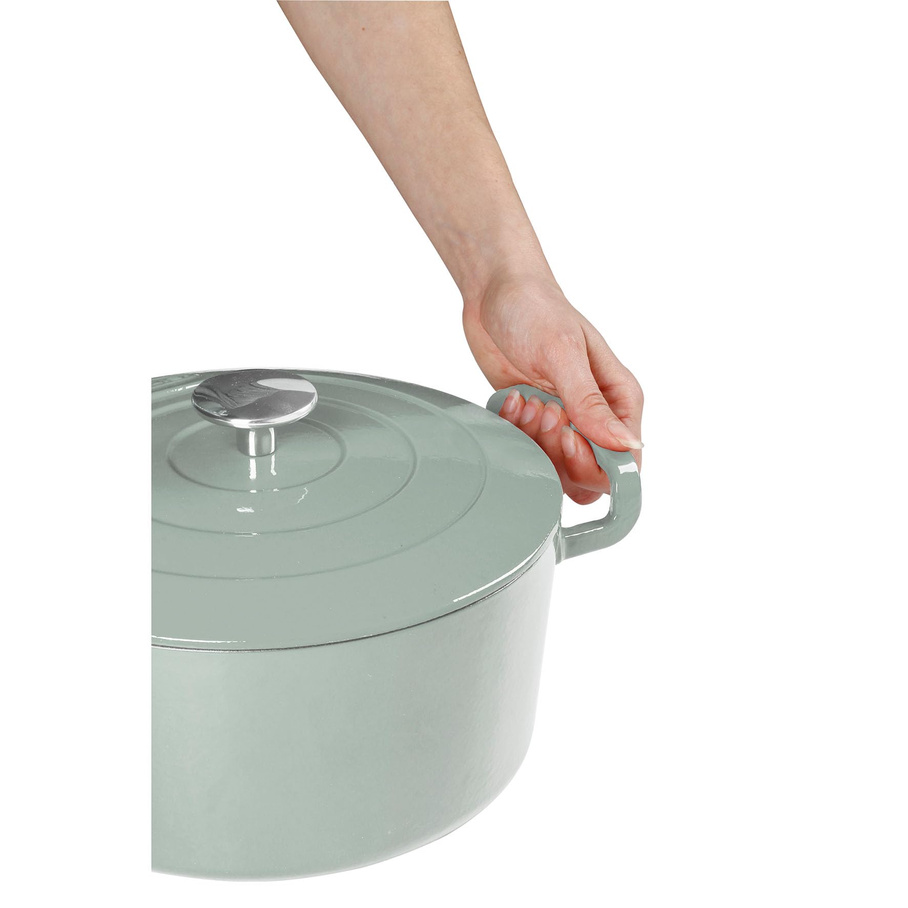 Sitram Sitrabella 715405 - Casseruola ovale in ghisa smaltata, lunghezza 26 cm, 4 litri, esterno smaltato, verde salvia interno bianco, tutte le fonti di calore, inclusa l'induzione, ideale per pasti