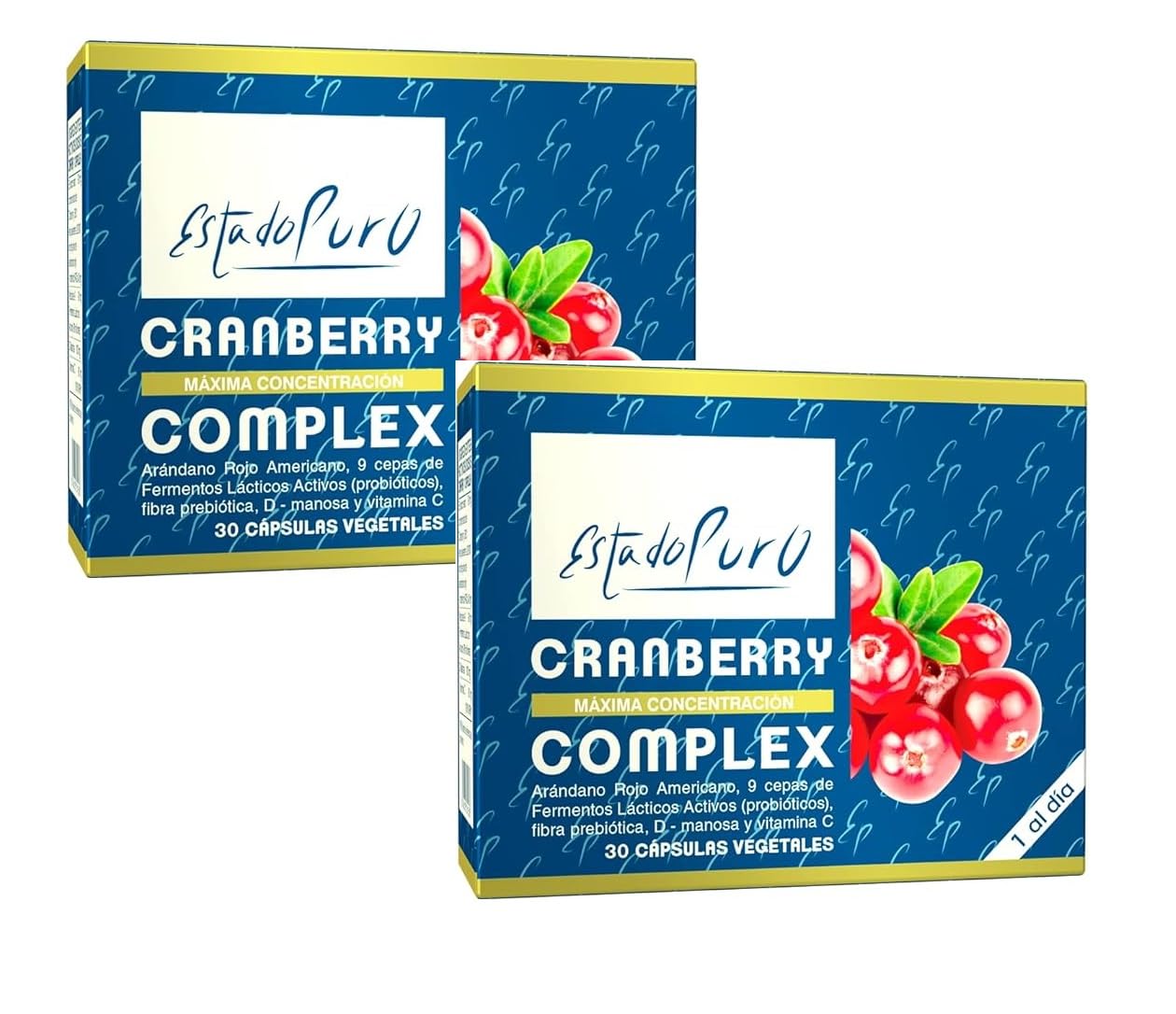 Pack 2 Unidades | Cranberry Complex Estado Puro - Complemento Alimenticio de Arándano Rojo Americano con 9 cepas de probióticos, fibra prebiótica, D-manosa y Vitamina C | 30 Cápsulas | Tongil