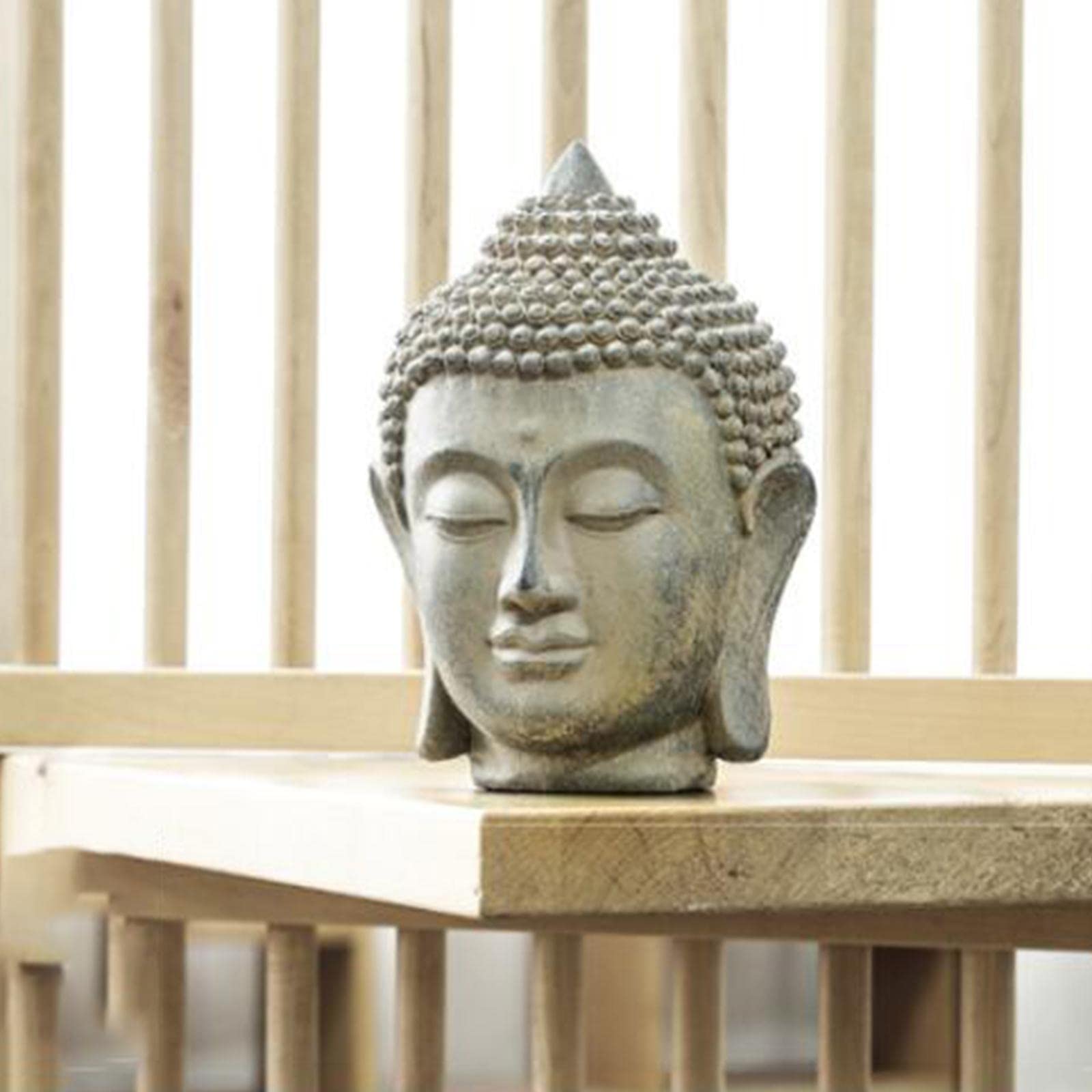 Statua Testa di Buddha, Statuetta, Statue di Buddha Fengshui, Portico Ufficio Soggiorno Ornamento Decorativo Desktop Interno/Esterno, Scultura Med