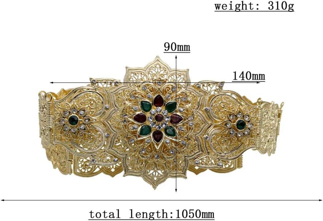Women’S Chic Morocco Caftan Belt With Crystal Waist Chain For Arabic Bride And Body Jewelry