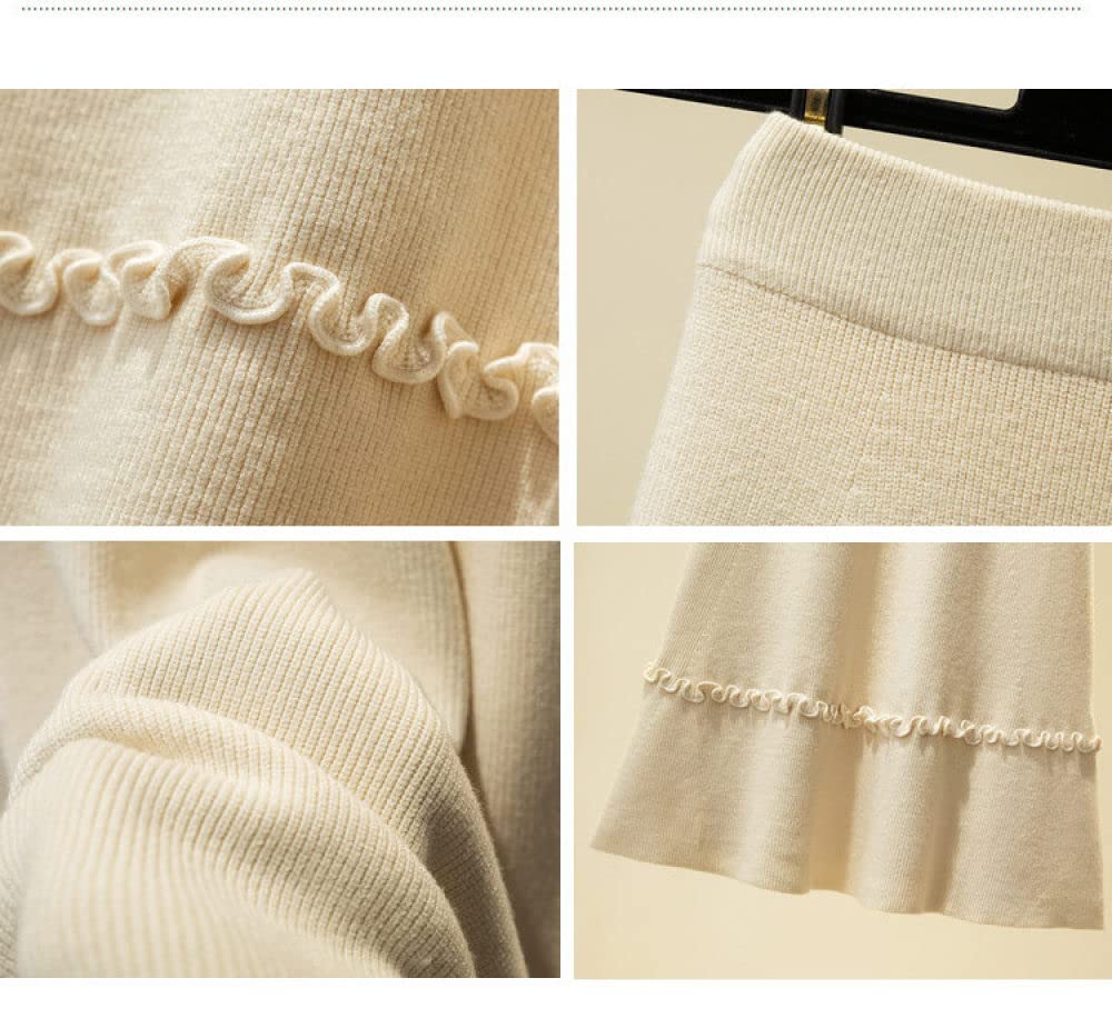 Faldas para Mujer Cintura Elástica,Falda De Talle Alto Midi Diseño De Encaje Elástico Falda De Invierno Acampanada Sexy Elegante Faldas Plisadas para Mujer Fald(Coffee)