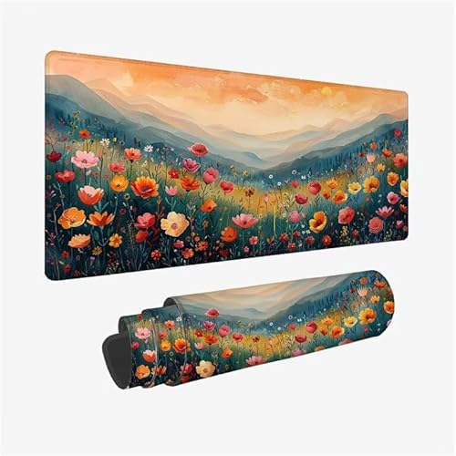 Tapis de Souris Couleur Orange, sous Main Bureau Herbe Tapis Souris XXL 1000x500x3mm Grand Mouse Pad avec Base en Caoutchouc Antidérapante Étanche, Gaming Mouse Pad pour Accessoire Bureau Deco Y2-261