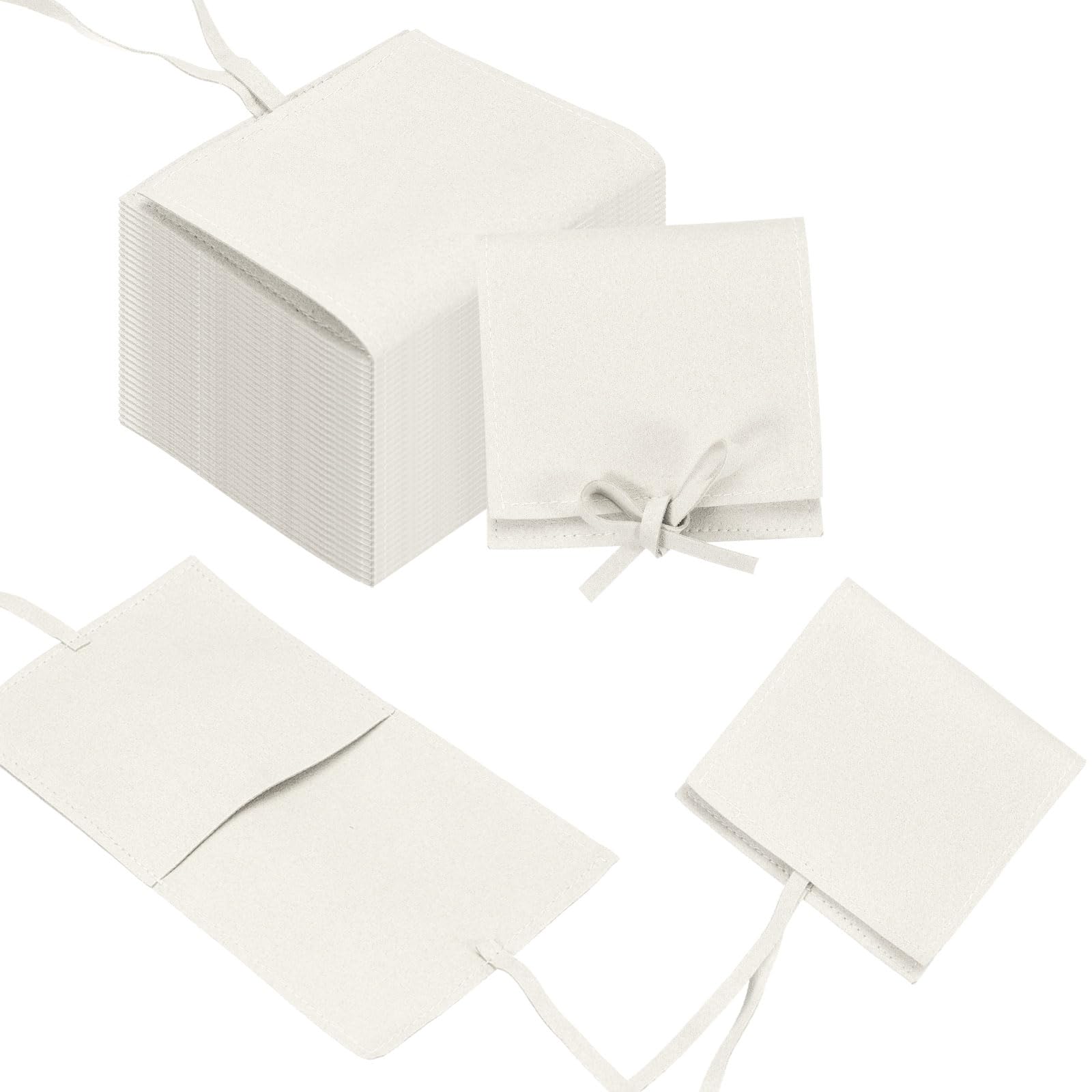 QUARKZMAN 40Pcs Pochettes à Bijoux en Microfibre 3,1 x 3,1 Pouces Blanc