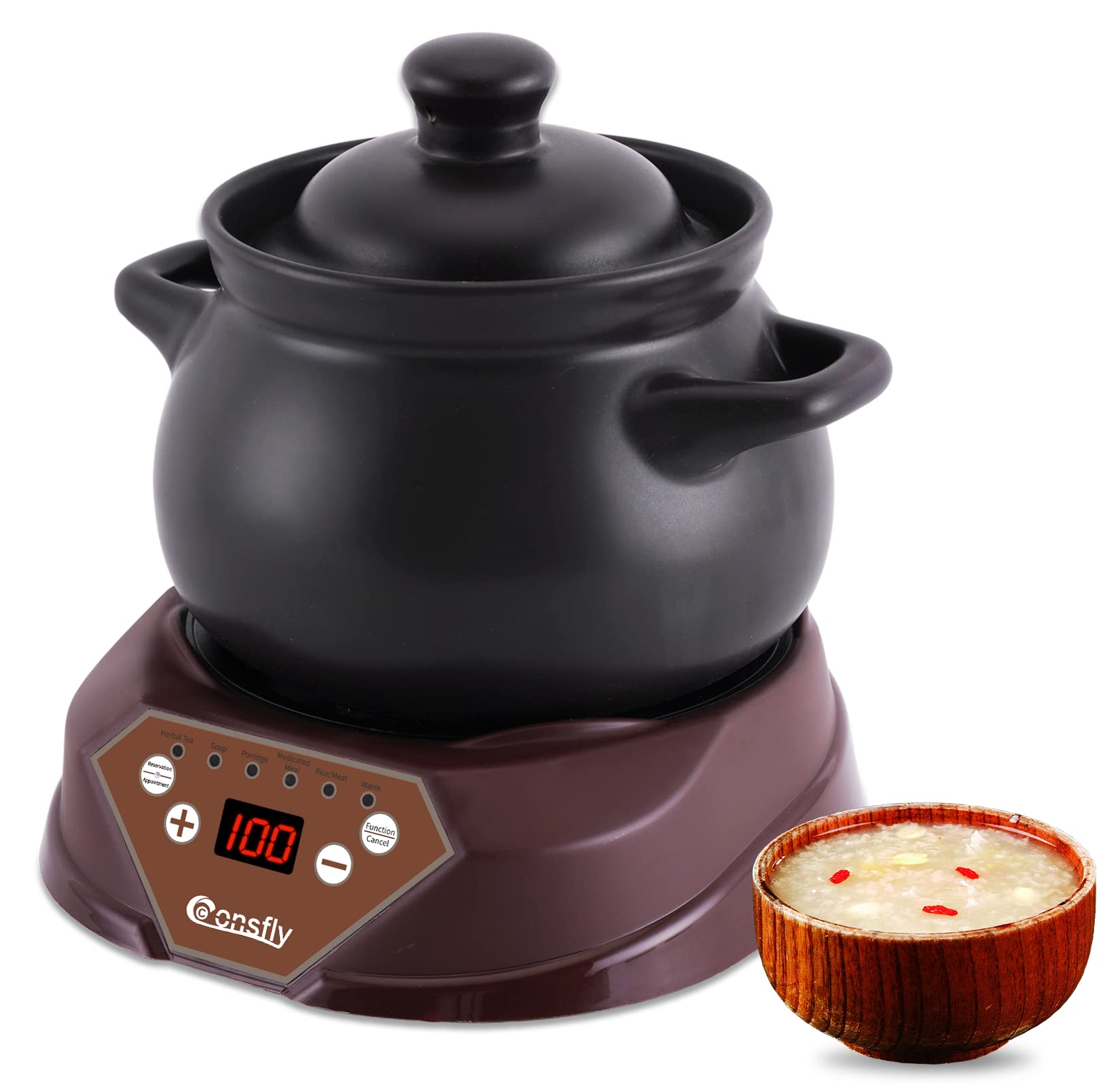 Multifunctional Health Pot 700W Automatic Electric Ceramic Stew Pot 2L for Making Herbal Tea, Porridge and Soup