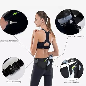 HOTEMIA Fanny Pack with Water Bottle Holder, Hydration Running Belt for Men Women Adjustable Strap Waist Bag Suitable for Hiking Running Walking Jogging Camping(Bottle Not Included) (Black)