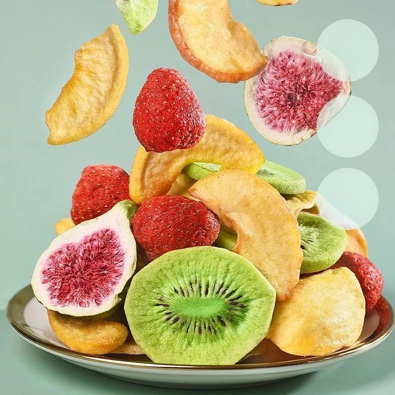 various freeze-dried fruit crisps mix 250g/can,Instant dried vegetables and fruits chips,mushrooms,Mushroom Crispy Chips，Strawberry Banana Red Date Fig jackfruit kiwifruit (Various fruits,2can)