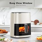 Sweetcrispy 6 Quart Air Fryer with View Window, 12-in-1 Air Fry, Roast, Reheat, Dehydrate, Bake, Nonstick Basket, Dishwasher Safe, 400°F, Beige