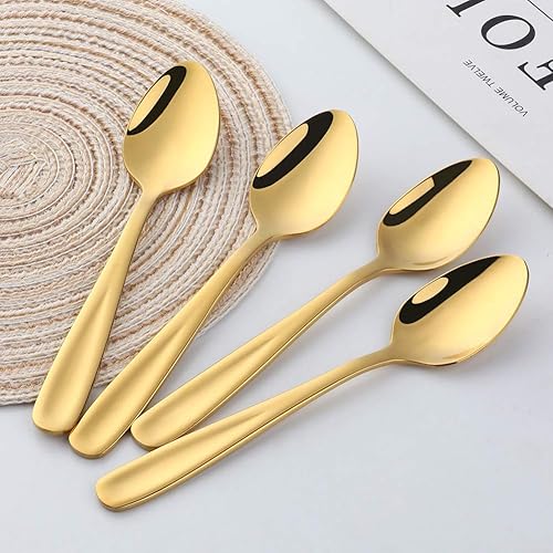 Miniatura 2 de Baikai - 12 cucharas de café expreso Demitasse, mini cucharas de café de acero inoxidable 1810, juego de 12, 5.5 pulgadas (plateado)