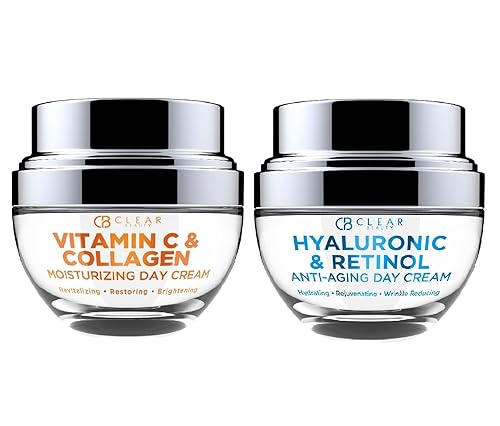Hidratante de vitamina C y colágeno + crema hidratante de ácido hialurónico y retinol, cuidado de la piel coreano sin crueldad animal para todo tipo