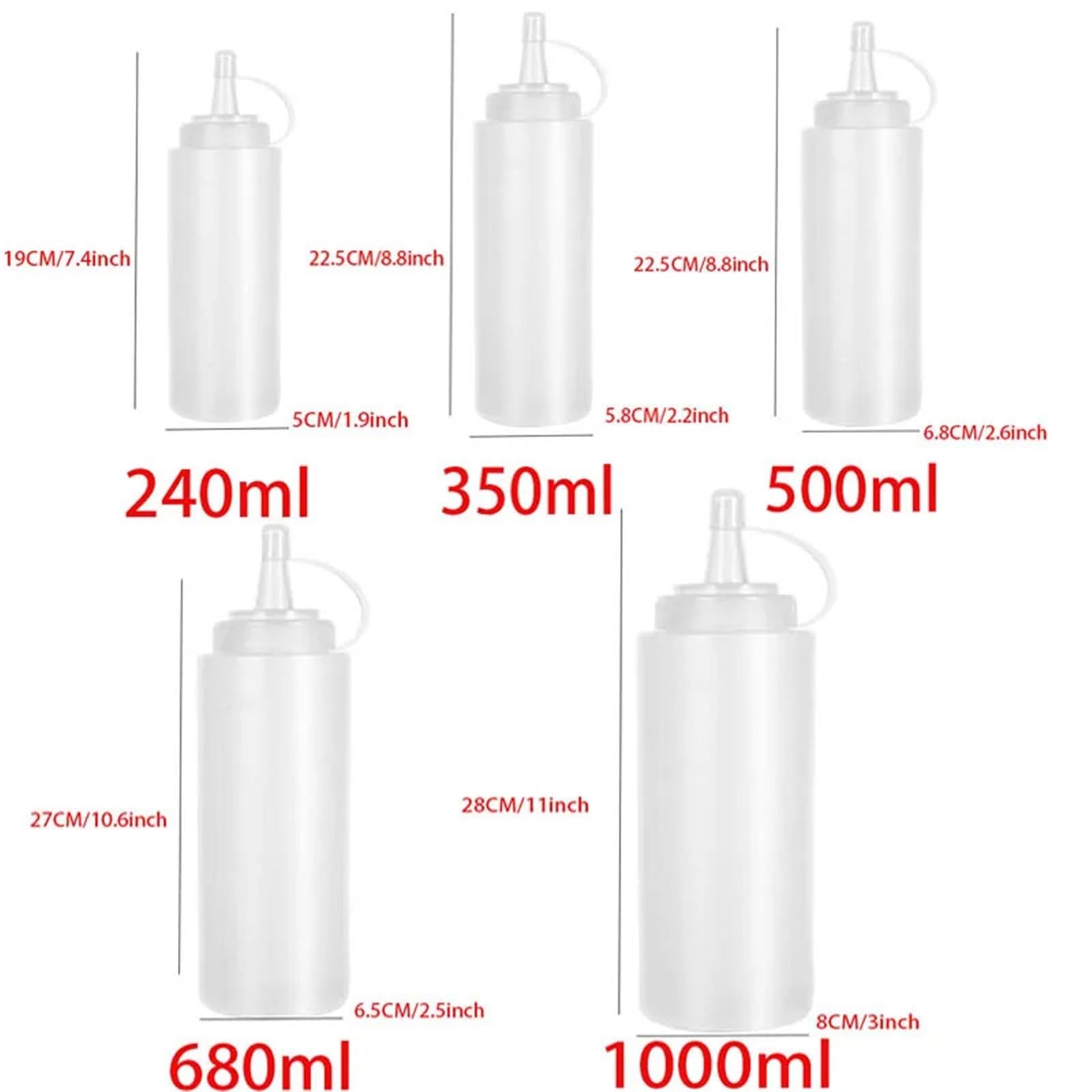 10 pezzi grandi bottiglie di condimento spremute con ugelli Ketchup Salse for barbecue Bottiglia olio d'oliva Dispenser Salsa Gadget da cucina per Condimenti(680ml)