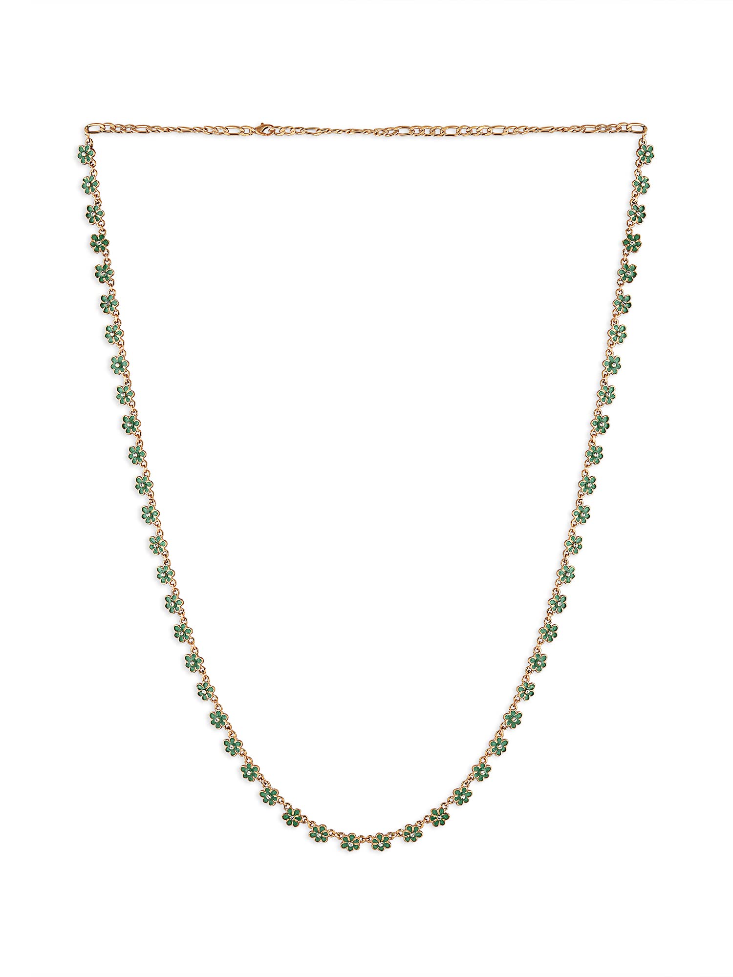 Green Enamel Tiny Flowers Contemporary Kamarbandh For Women-ZPFK16004-image-24