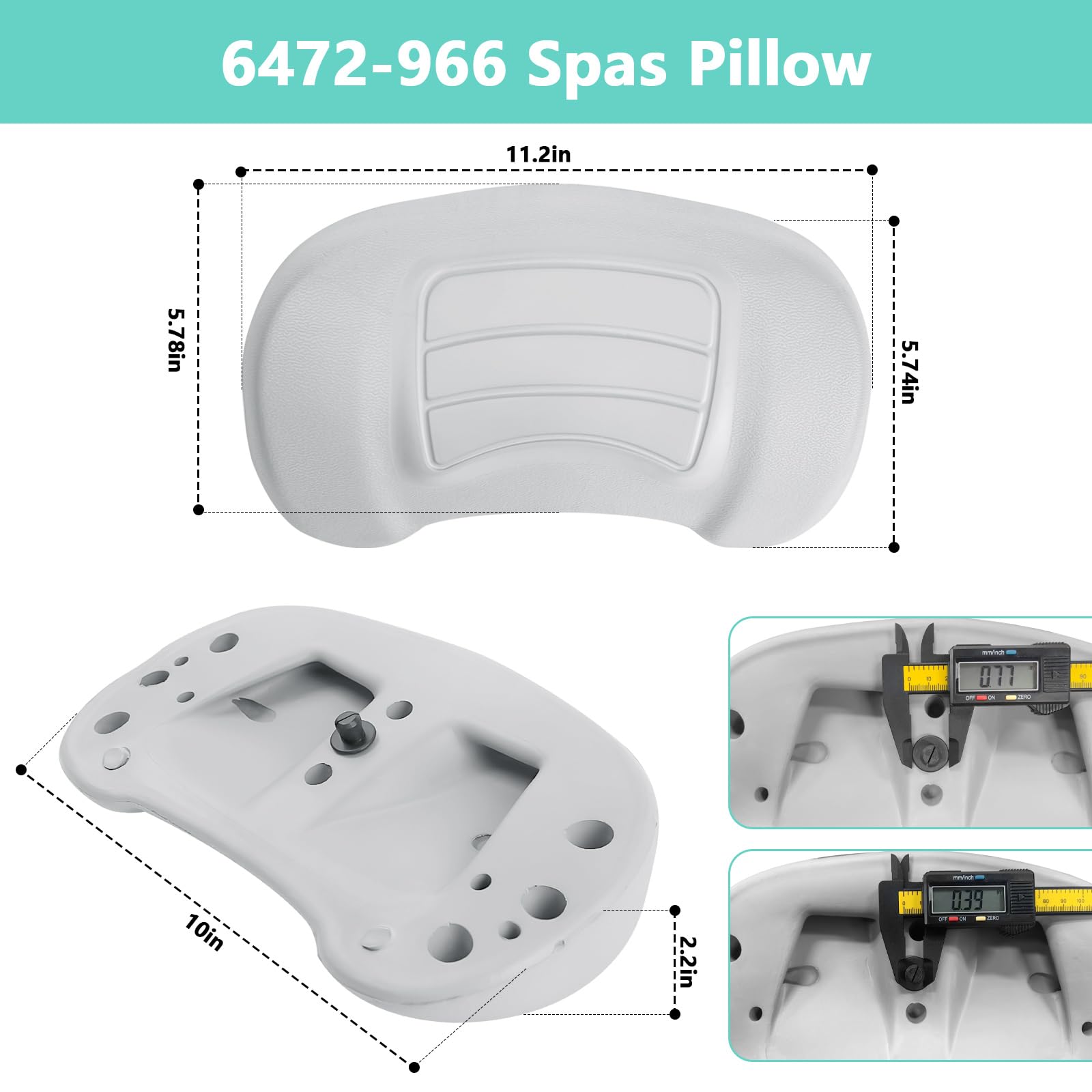 Showingo 6472-966 Lot de 2 oreillers de rechange compatibles avec les spas Sundance série 780 (2007-2017) Remplace 6455-469 - Oreiller confortable et durable