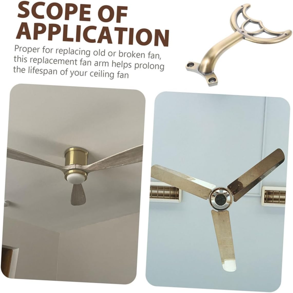 Generic 3Pcs Metal Ceiling Fan Blade Brackets Replacement Arms for Fan Repair Support for Fan Blades Compatible with Various Ceiling Fan Models Quiet Operation Reliable