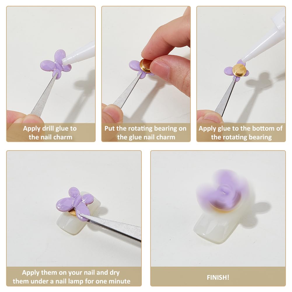 60x Rotierende Nagelapplikationen – 3D Drehringe Für Nagelkunst, DIY Schmuck & Bastelprojekte – Klar & Vielseitig