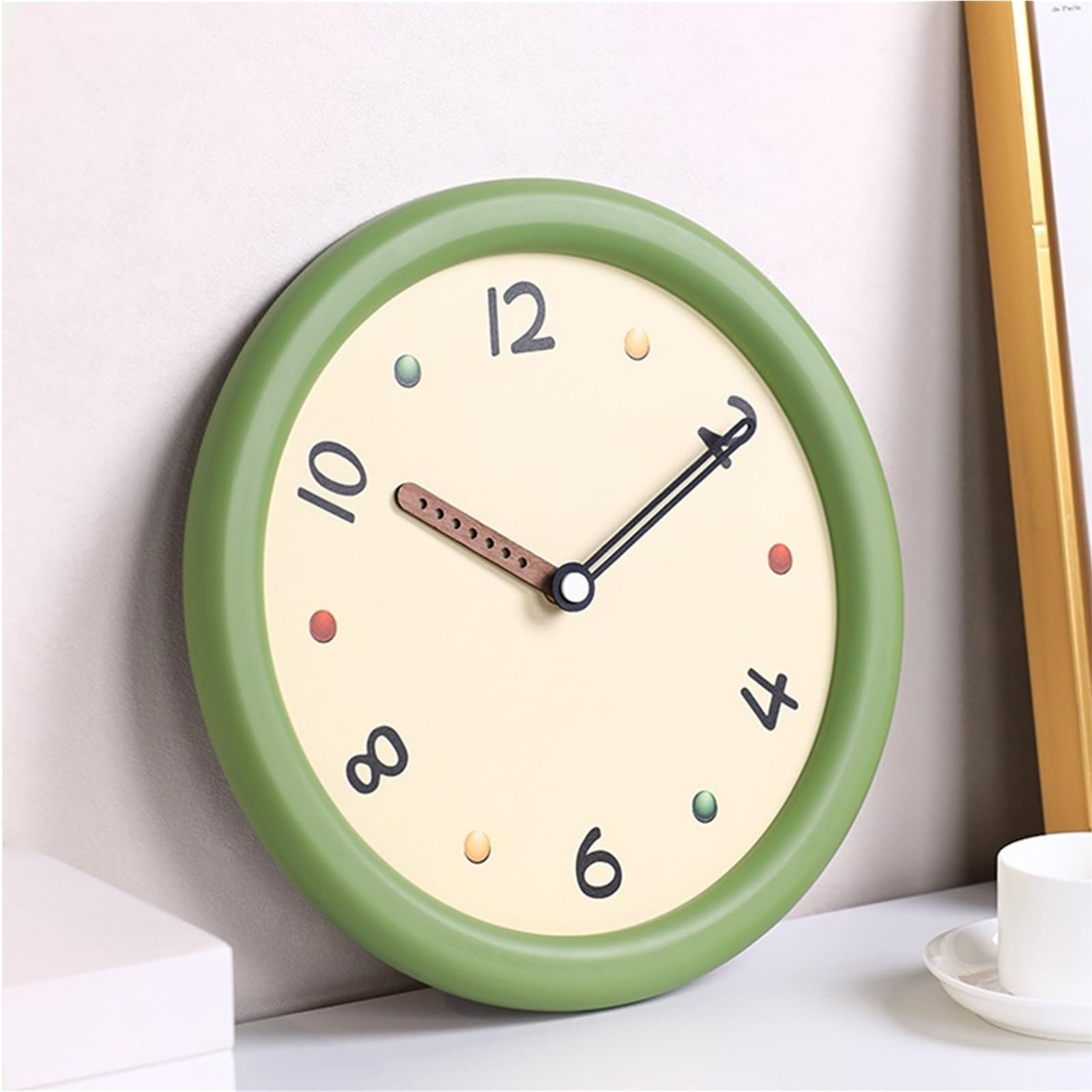 Cucina Orologio da parete in stile crema, funzionamento silenzioso, alimentato a batteria, versatile arredamento for la casa Decorazioni per interni(Green)