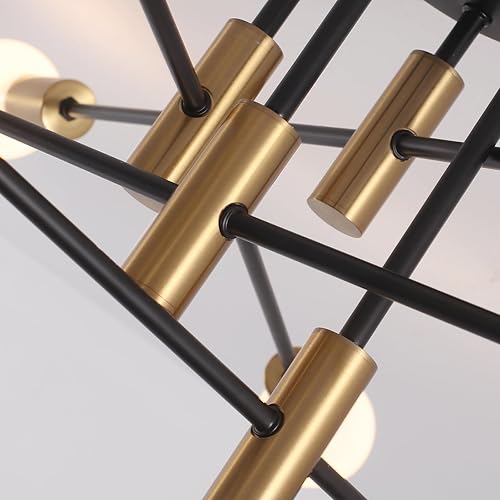 Miniatura 8 de Garwarm Lámpara de techo Sputnik de 8 luces, color negro y dorado, lámpara de techo industrial Sputnik de mediados de siglo para cocina, comedor,