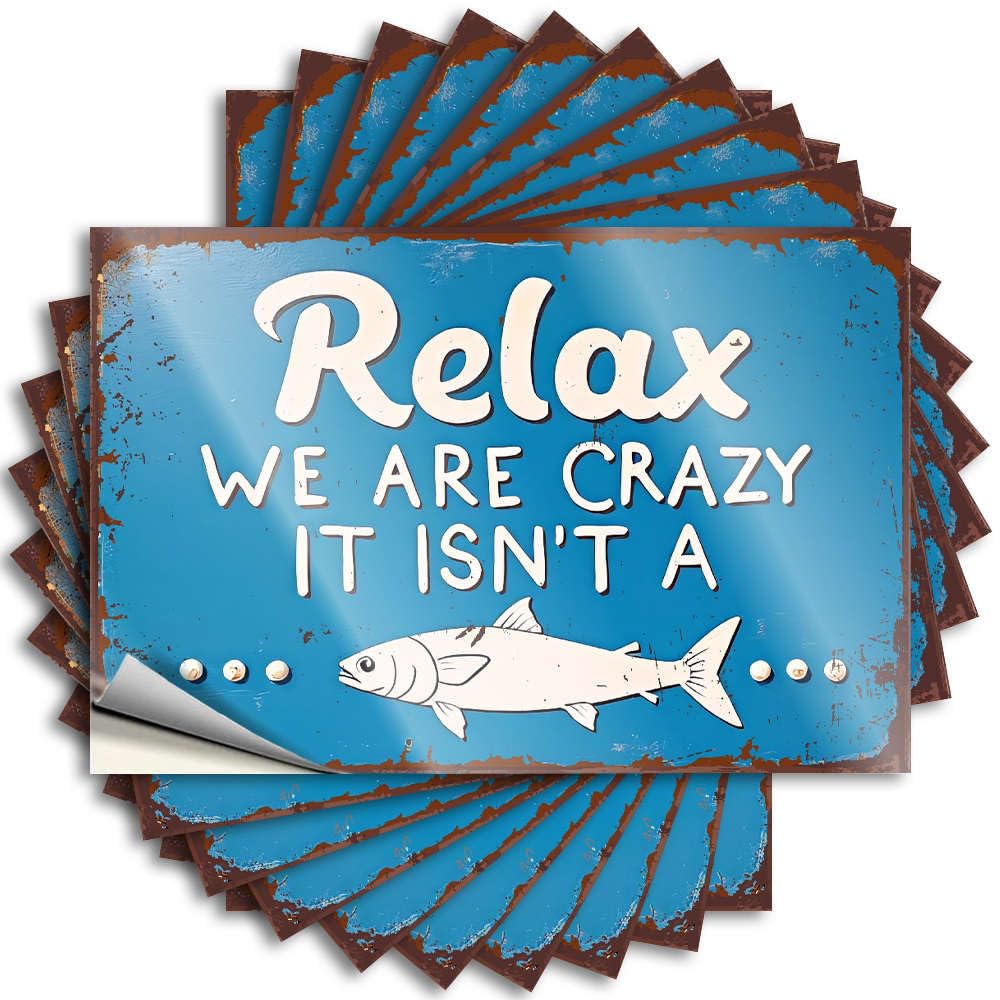 Fzfn Colour Decals Best Autumn Vintage Hat Relax, We Are Crazy. It Isn't A Fish. - Scratch Resistant Stickers(6X9cm)