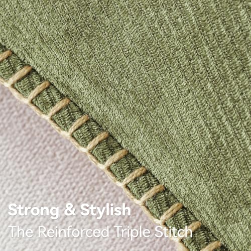 Image of a moment Pack of 2 Decorative Chenille Throw Pillow Covers with Twill Cushion Covers for Sofa Living Room Couch Bed 20x20 Inch,Crafted Border Moss Green