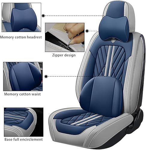 Miniatura 3 de Funda de asiento de automóvil para Audi Q8 2019-2023, 5 asientos, de piel napa, impermeable, antideslizante, compatible con bolsa de aire, fácil de