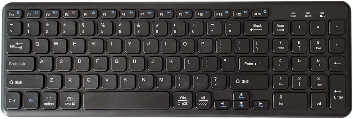Bluebyte Multi-Device Keyboard, Full Size Bluetooth 4.0 LE & 2.4G Wireless for Windows PC, Laptop, Tablet, Smartphone
