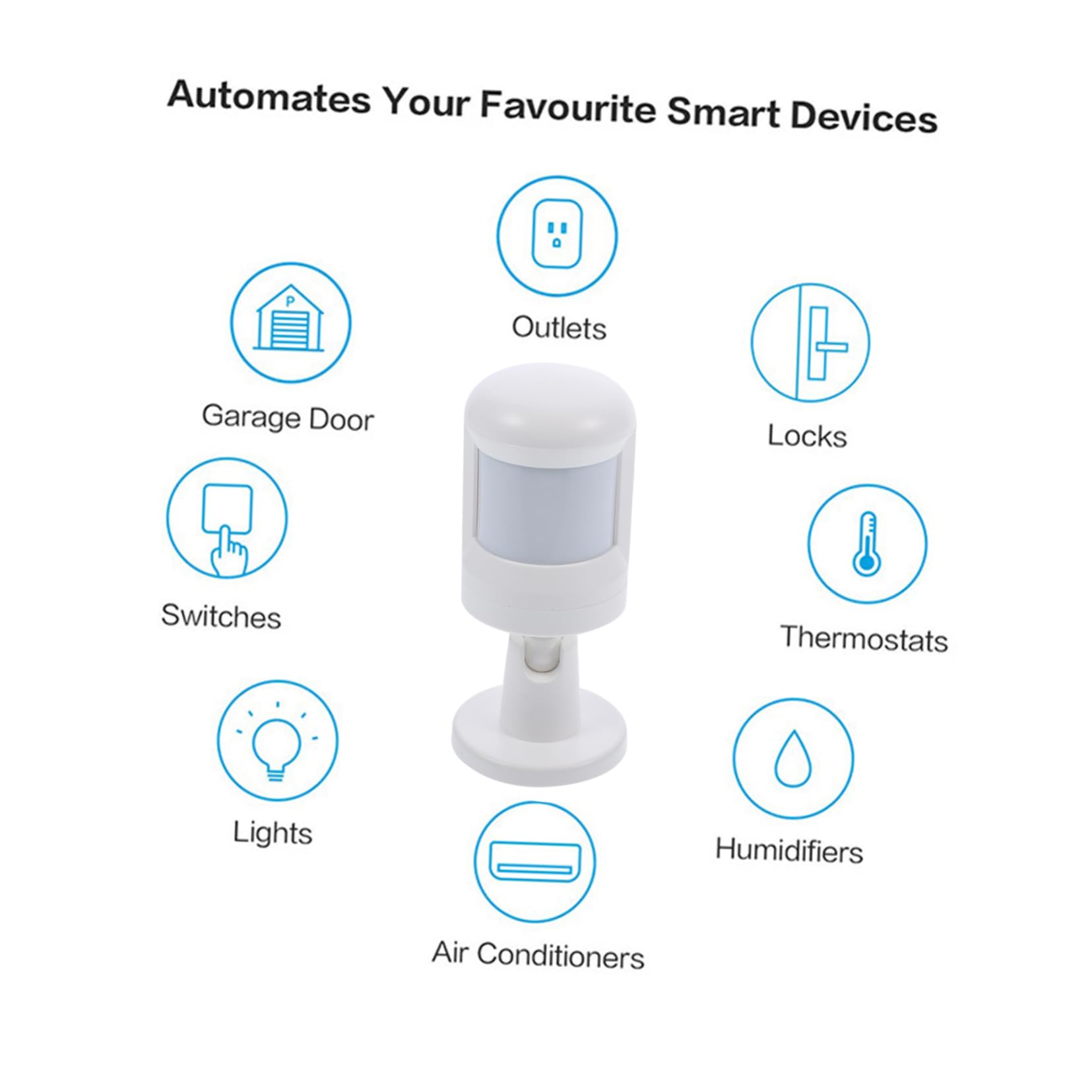HOMSFOU Rilevatore di Movimento Pir Wireless Bianco, Notifiche All’app, Compensazione Digitale della Temperatura per Casa