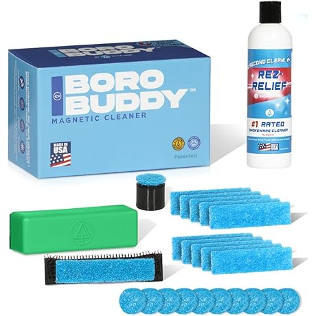 BoroBuddy Pro Magnetic Glass Cleaner and Rez Relief Liquid Cleaning Solution Bundle