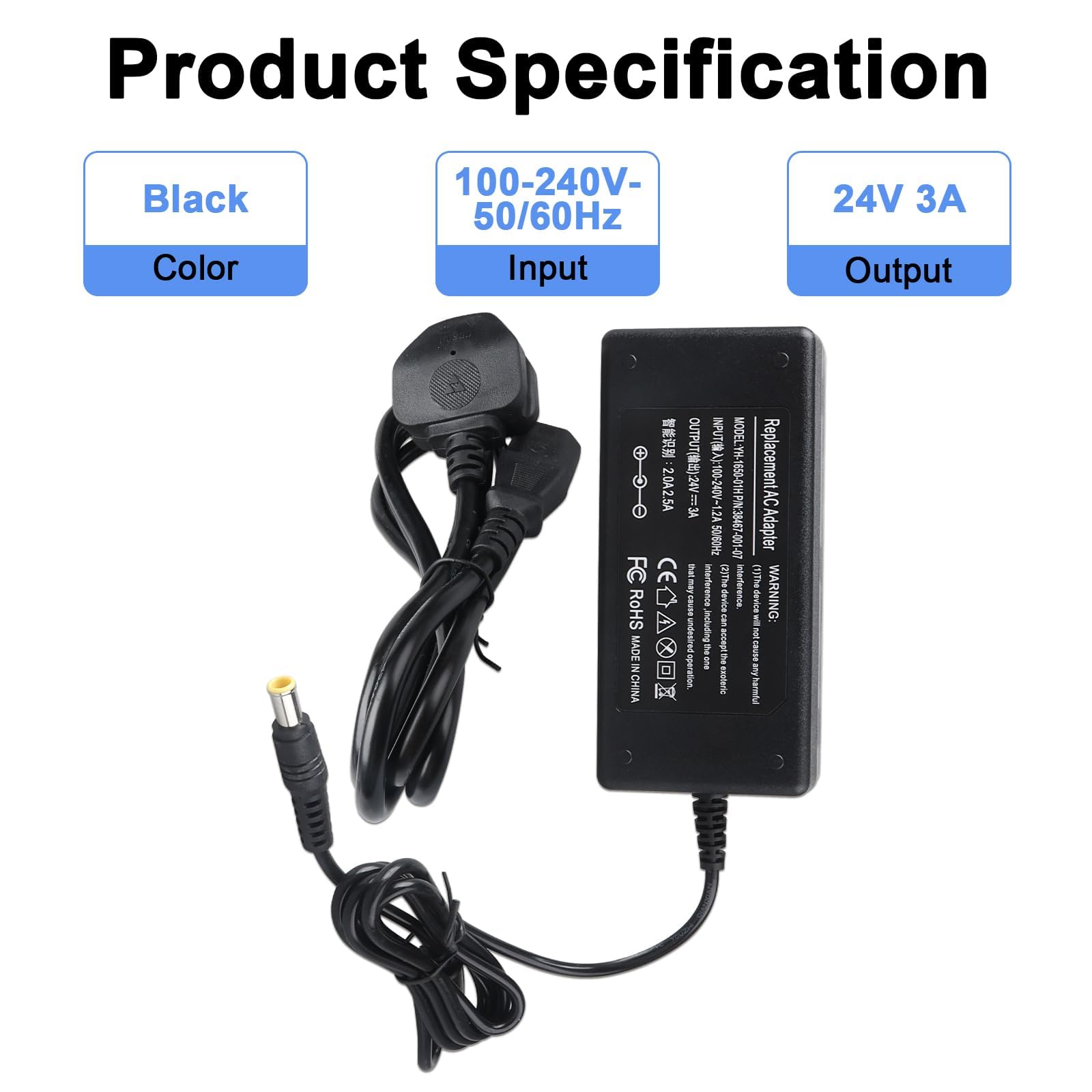 Caricabatterie 24V per Samsung Soundbar HW-H550 HW-H551 HW-J450 HW-Q60T HW-F335 HW-F350 HW-F550 HW-F551 HW-R50C HW-S40T A6024_DSM HW-R650 HW-H450 HW-B550 HW-H751 HW-A650 HW-H7500 HW-Q600C