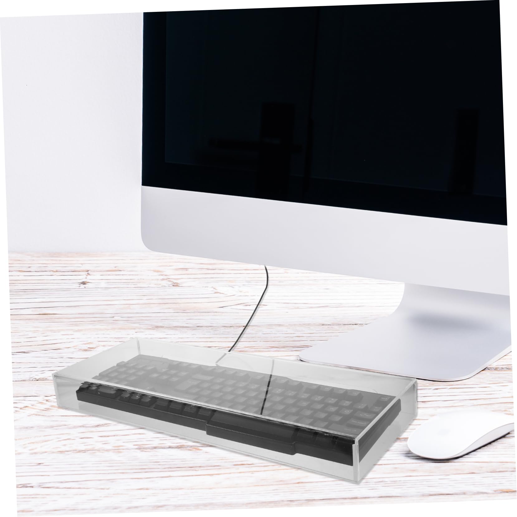 POPETPOP Acrylic Keyboard Cover Protector Removable Washable Fits Standard Keys Keyboards Transparent Dust Spill Protection for Home Office Use