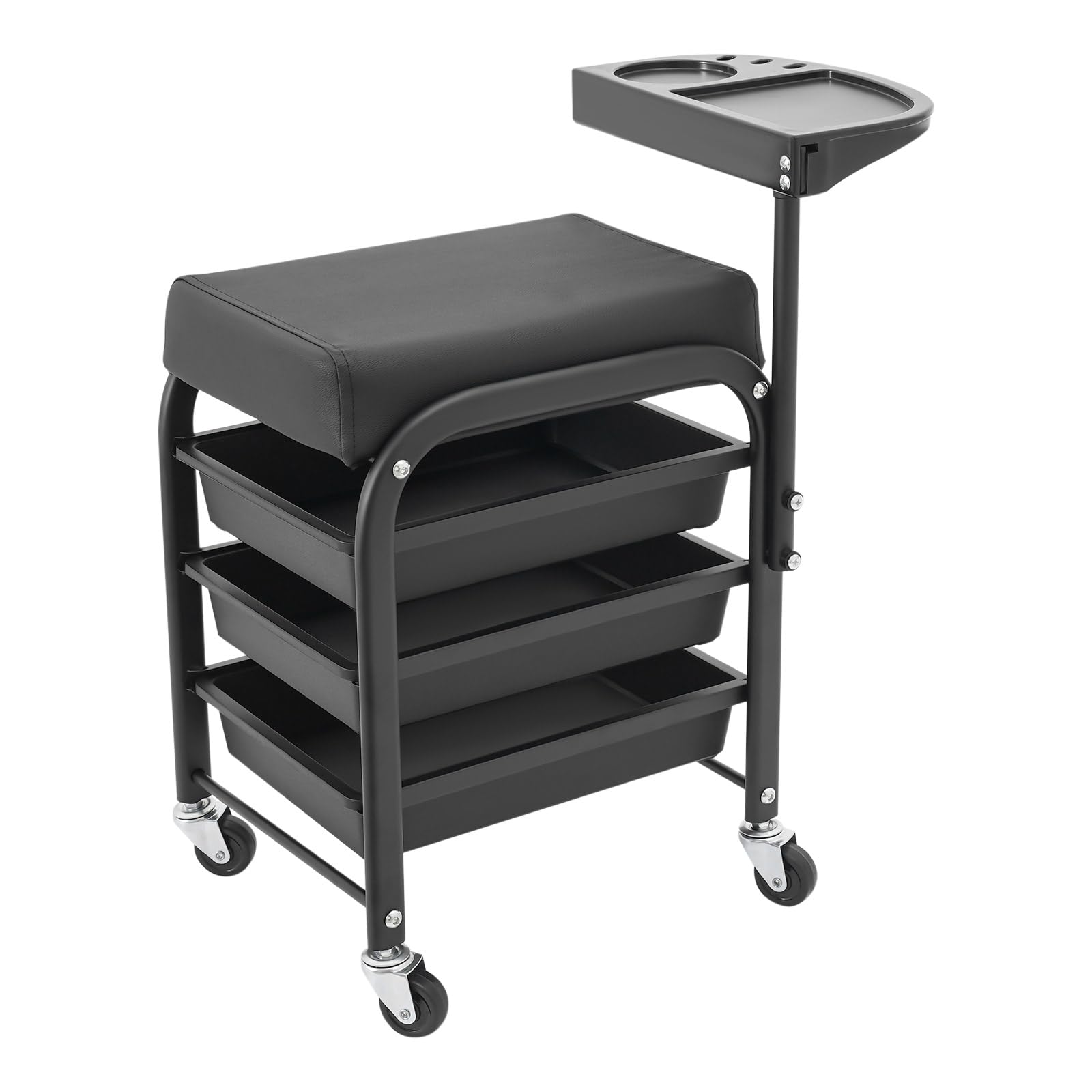 Maniküre Pediküre Wagen mit 3 Schubladen und Rollen, Fußstütze, bis 100kg, 38x32x65cm