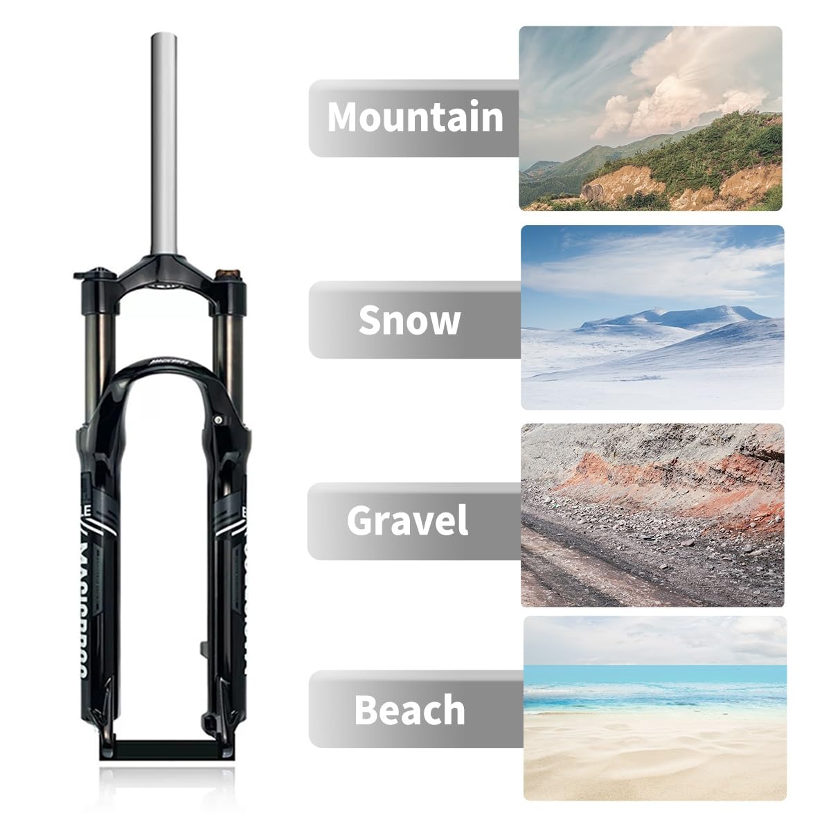 Fourche VTT 26 Pouces 100mm Voyage Vélo Fourche Suspendue 1" 1/8 V-Brake/Disque Amortisseur De Pression d'air Fourche De Vélo Alliage D'aluminium Contrôle des Épaules