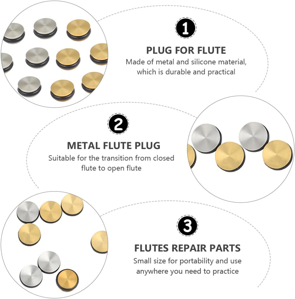 ERINGOGO 10Pcs Metal Flutes flute plug flute hole plug flutes Open Hole Plug Plugs 7mm Open : Musical Instruments